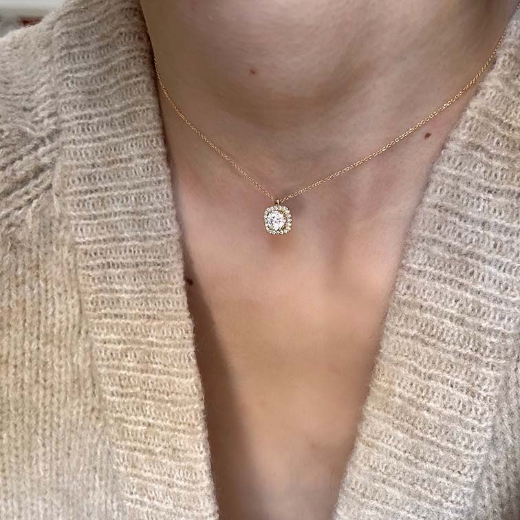 Χρυσό κολιέ ροζέτα Κ14 με ζιργκόν